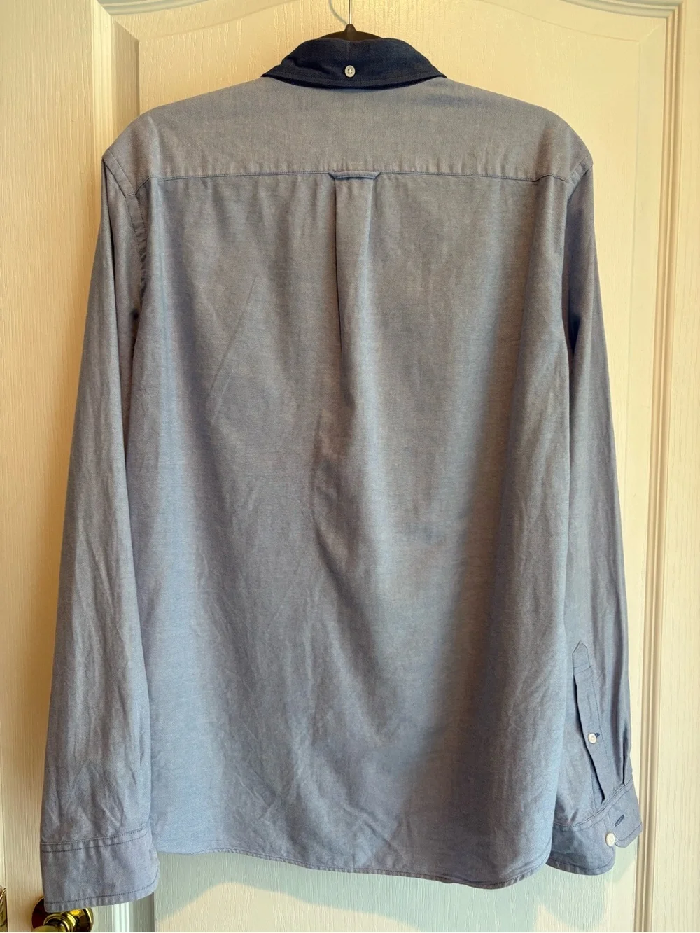 J. Crew Two-Tone Light Blue Button-Down Shirt with Dark Blue Collar & Pocket